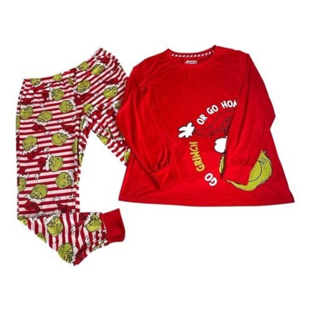 The Grinch‎ Dr Seuss Mens Pajama Set Long Sleeve Top Pants Size M Red